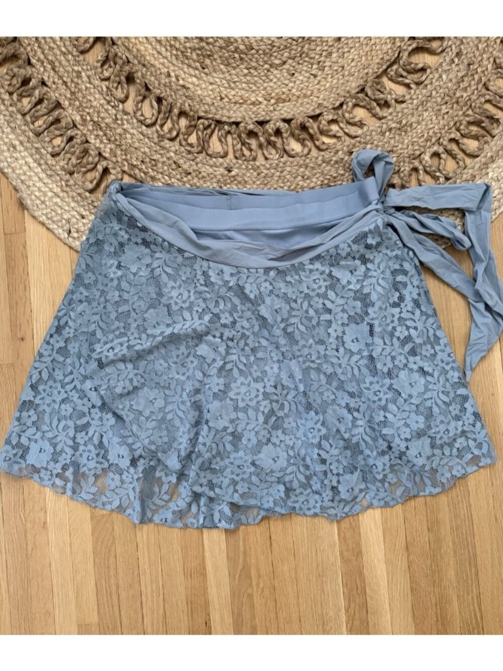 Popflex Lace Juliet Skort Blue Storm Wrap Ballet Lined Pilates Yoga NWOT 3x